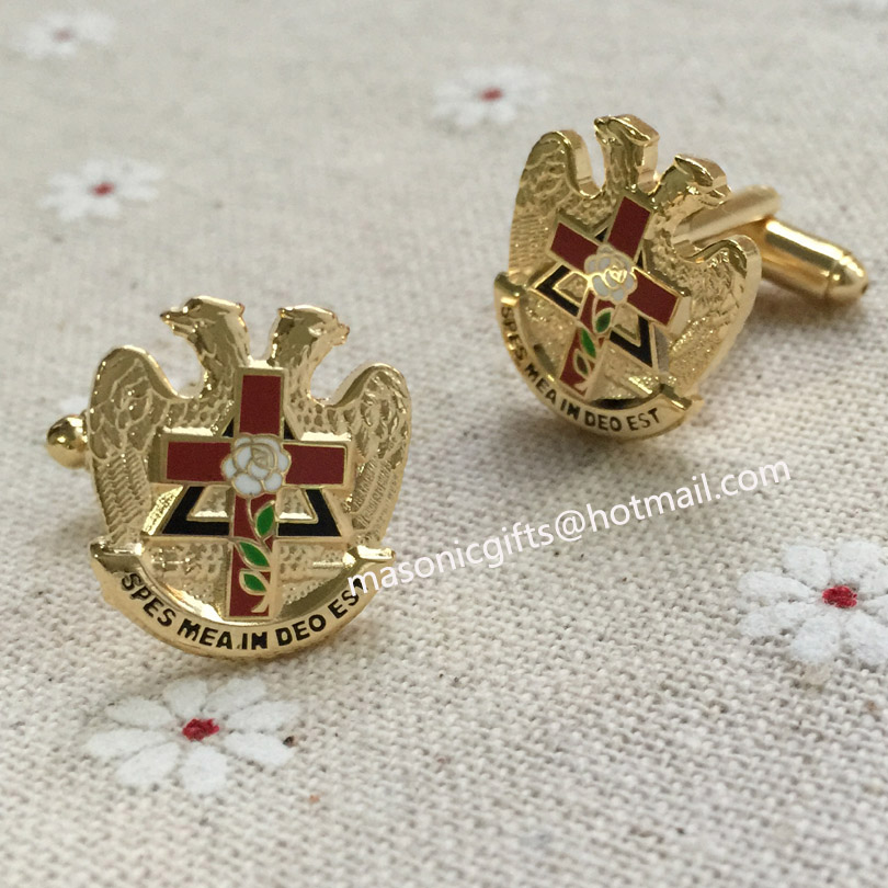 Sleeve Button Pins Scottish Rite Rose Croix Cross 32 Degree Masonic Masonry Freemason Cufflink