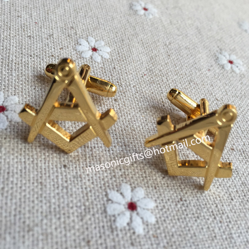 Masonic Gold Plated Square and Compass Cufflinks for the Freemason