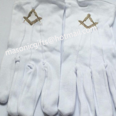 masonic gifts store women square and compass cotton gloves white mittens masonic Embroidery logo