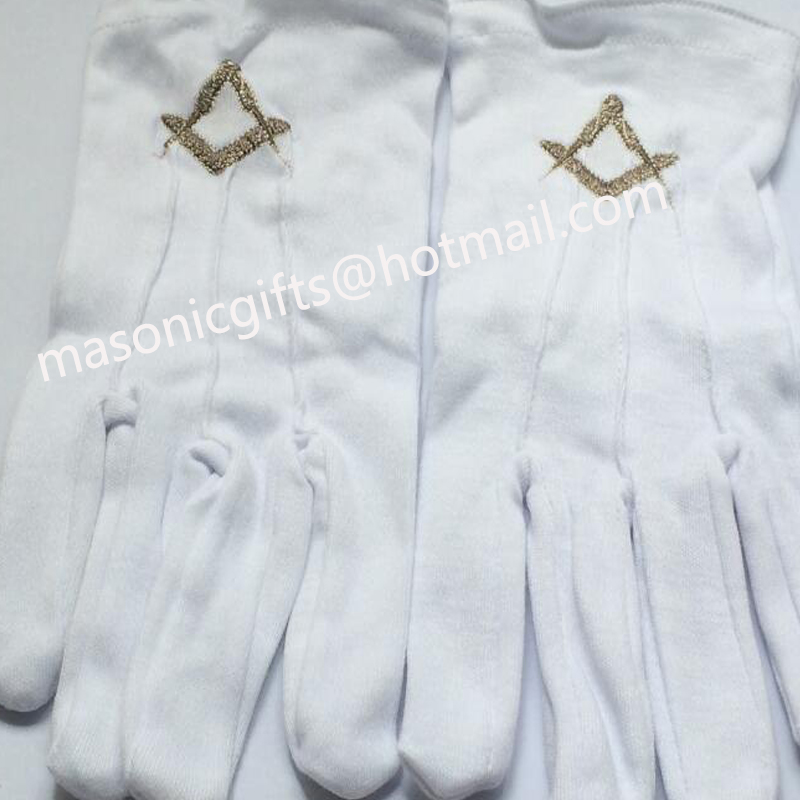 masonic gifts store women square and compass cotton gloves white mittens masonic Embroidery logo