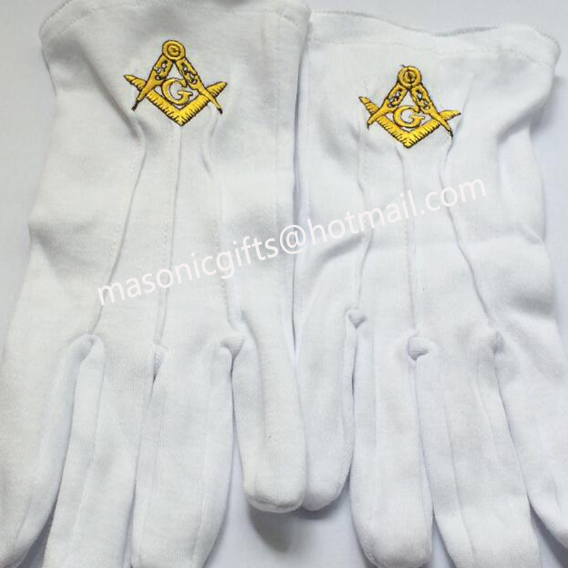 masonic gifts store supply full cotton white gloves freemasonry embroidery logo