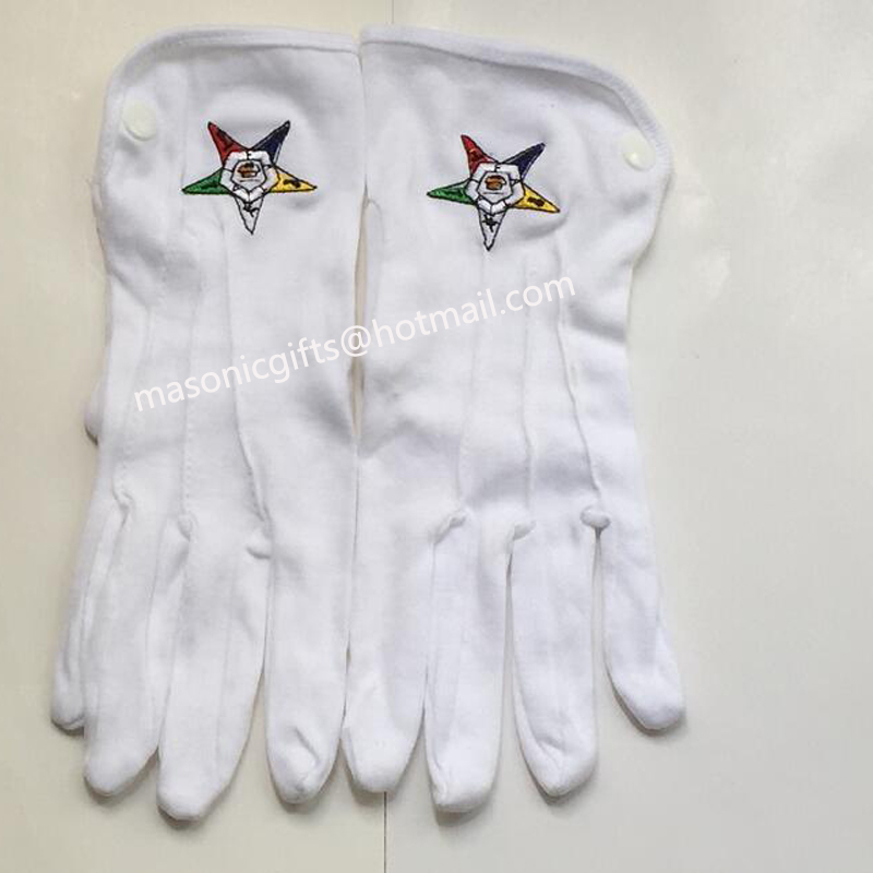 masonic gifts store supply Estern star logo freemason masonic gloves white cotton glove